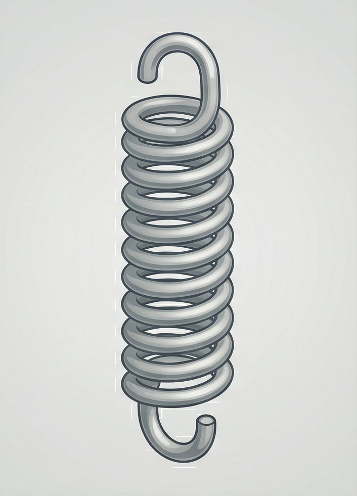 Extension Spring | Do 25.4mm | d 2.16mm | L0 101.6mm | Stainless Steel