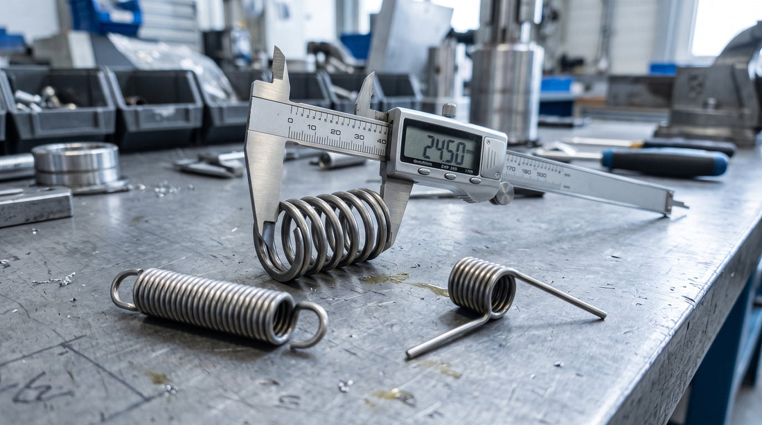 Measuring the outer diameter of a compression spring with a digital caliper